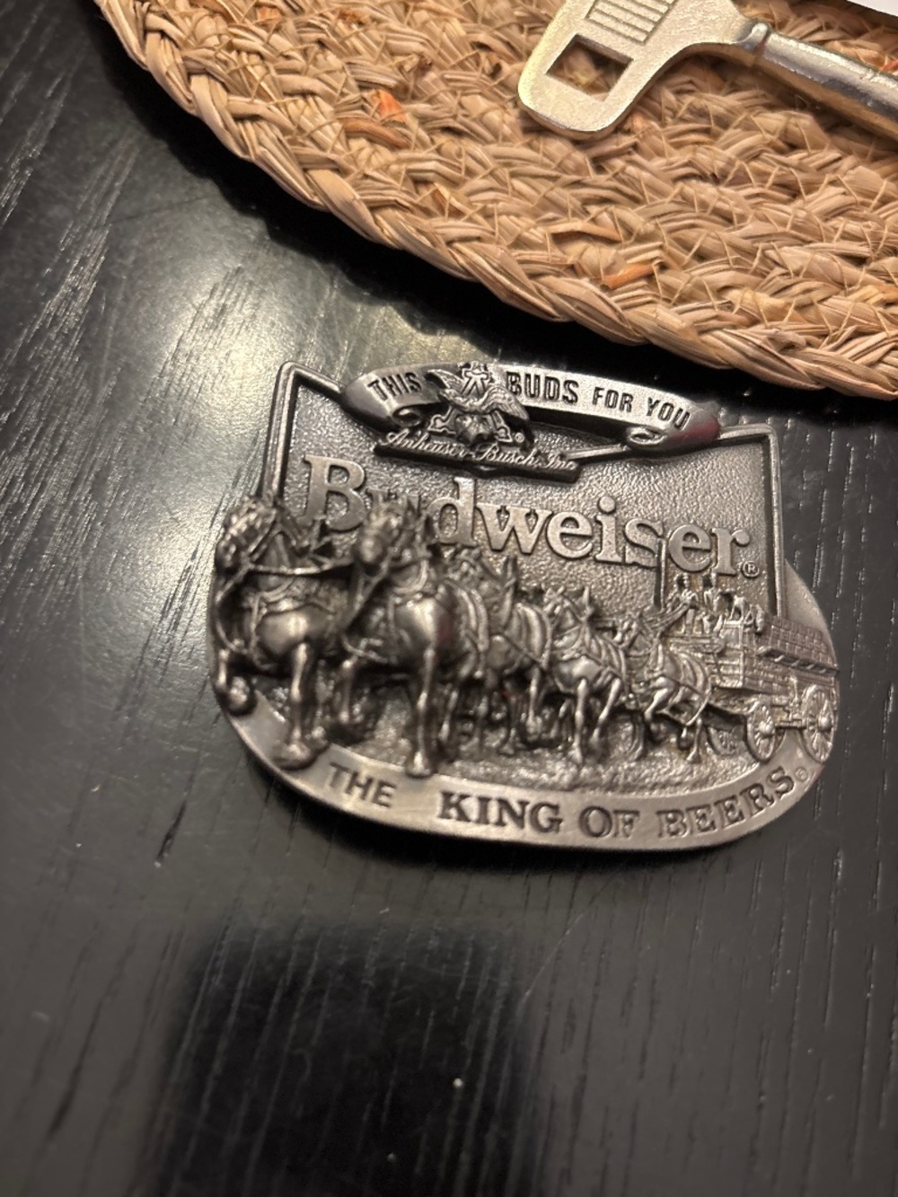 Vintage 1987 Budweiser Clydesdales Pewter Belt Buckle